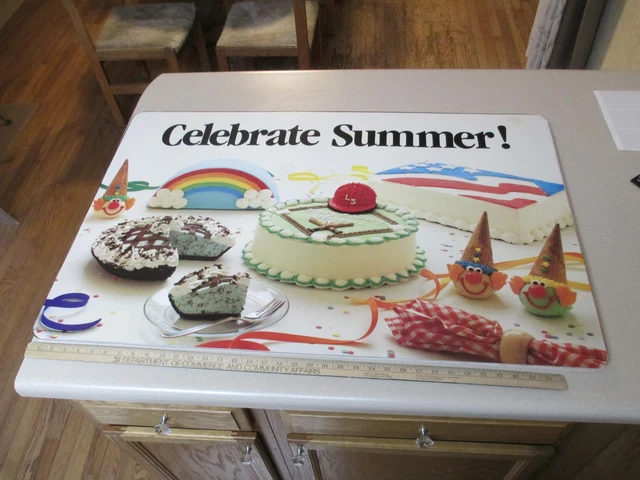 Baskin Robbins ice cream 1988 CELEBRATE SUMMER baseball clown cone store sign