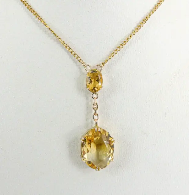 9ct Gold Negligee Citrine Necklace Antique Edwardian  gift box