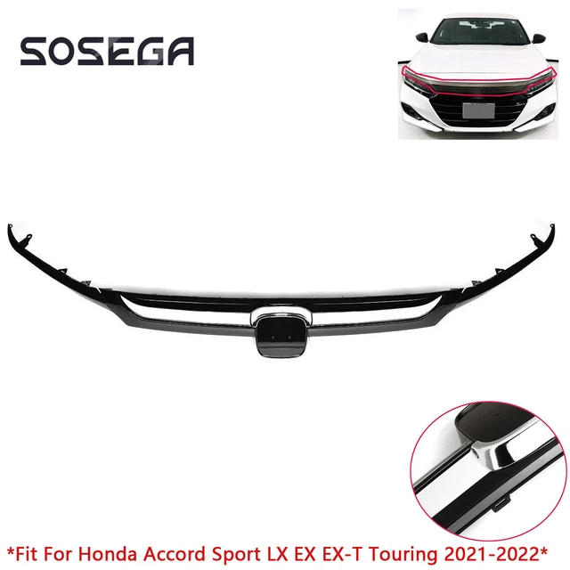 Wowpartspro Glossy Black Chrome Delete Grille Cover Kit For Honda Accord 2018-2022 - PVC, 4Pcs