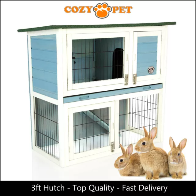 Rabbit Hutch 3ft by Cozy Pet Blue Guinea Pig Hutches Run Rabbit Ferret Runs RH03