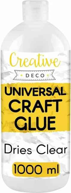 Creative Deco Colle Liquide PVA Blanche | 1L | Universelle Vinylique Non-Toxique