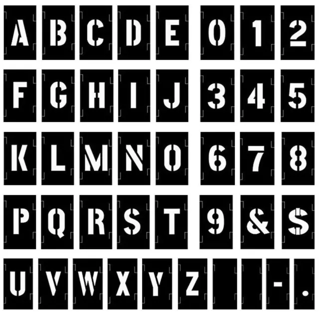 4 Inch Plastic Interlocking Stencils Letters and Numbers 138 Piece Set Black