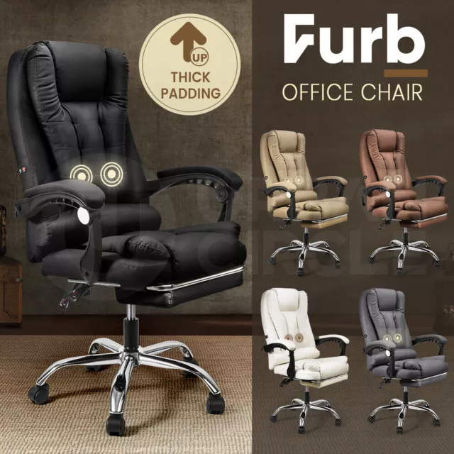 Furb Massage Office Chair Executive Gaming Computer Thick PU Leather Footrest