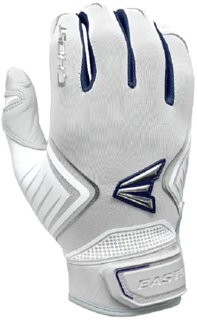 1pr Easton Ghost Women's X-Large White / Navy Fastpitch Batting Gloves