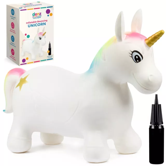 Unicorn Inflatable Bouncing Animal, Ride On Bounce Toy for Kids