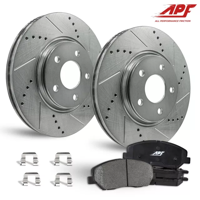 Front Zinc Drill/Slot Brake Rotors + Ceramic Pads for BMW 320i 2013-2018