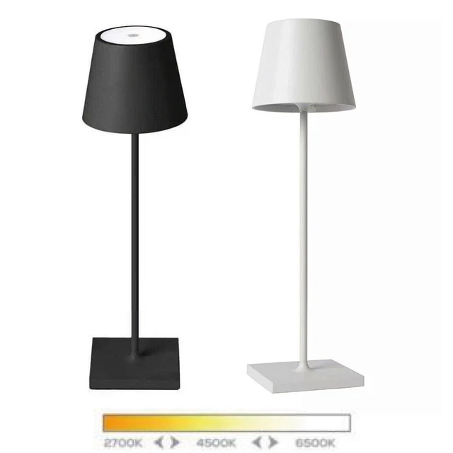 Lampada da tavolo led ricaricabile touch nera bianca bar ristorante hotel 3in1