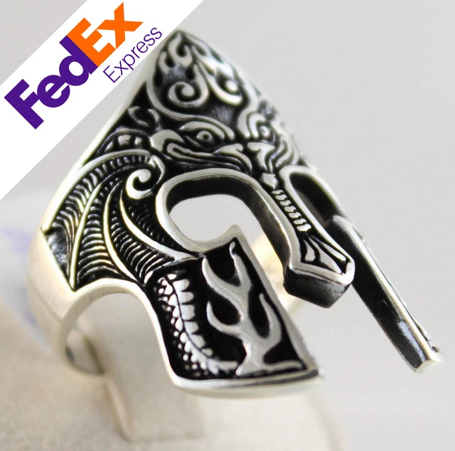 Sparta Mask Helmet 925 Sterling Silver Turkish Handmade Men's Ring All Sizes