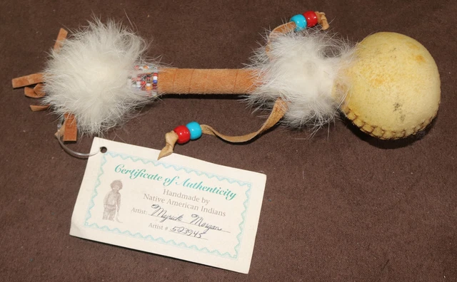 Vintage Hand Made Rattle Ceremonial Native American Navajo Myrick Morgan Rawhide Vintage Hand Made Rattle Ceremonial Native American Navajo Myrick Morgan Rawhide