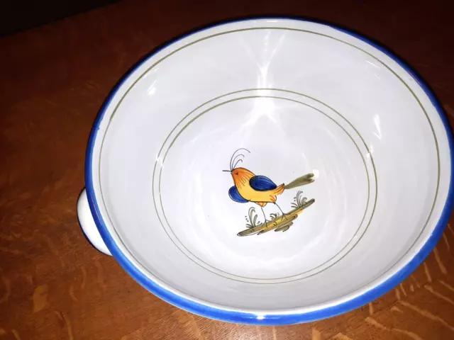 Deruta Italy Majolica Pottery 2-Handled Large Serving / Spaghetti Bowl, Uccello