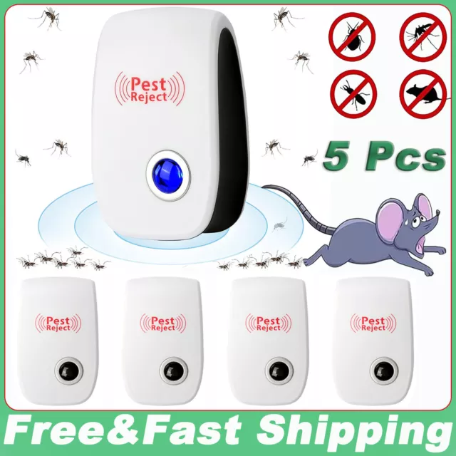 5x Ultrasonic Pest Repeller Plug in Electronic Repellent Cockroach Spider Insect