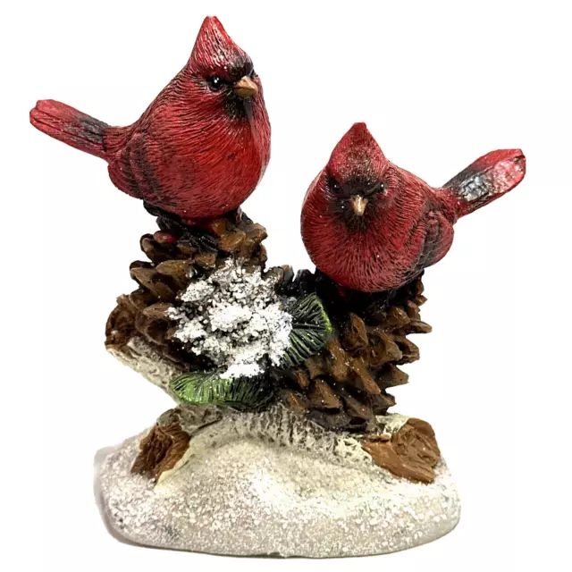 Cardinals on Pinecones Figurine Home Decor Gifts Resin 5.5 in Gerson Style 1