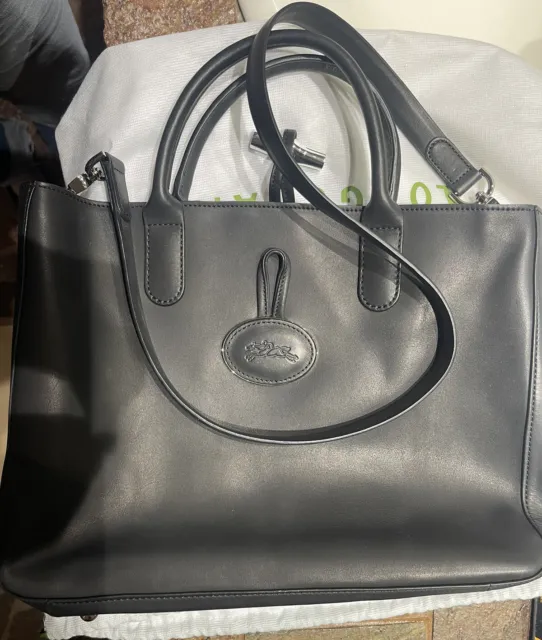 NWT Longchamp Roseau Top Handle Bag in Medium, Black - comes w/ tags  & dust bag