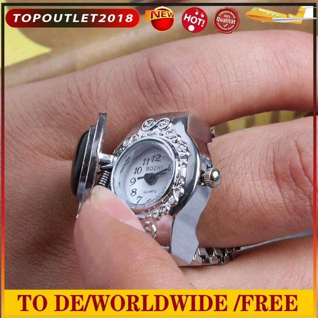 Occitop Charm Elektronische Quarz-Achat runde elastische Fingerring Uhr Damen Sc