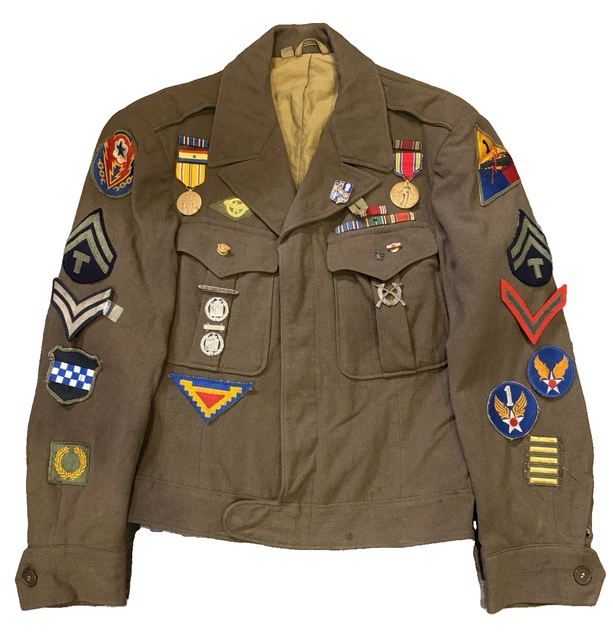 Canadian Division Color 3 WWII US ARMY 99th Infantry 1st Armored Div IKE Jacket Medals Patches ...