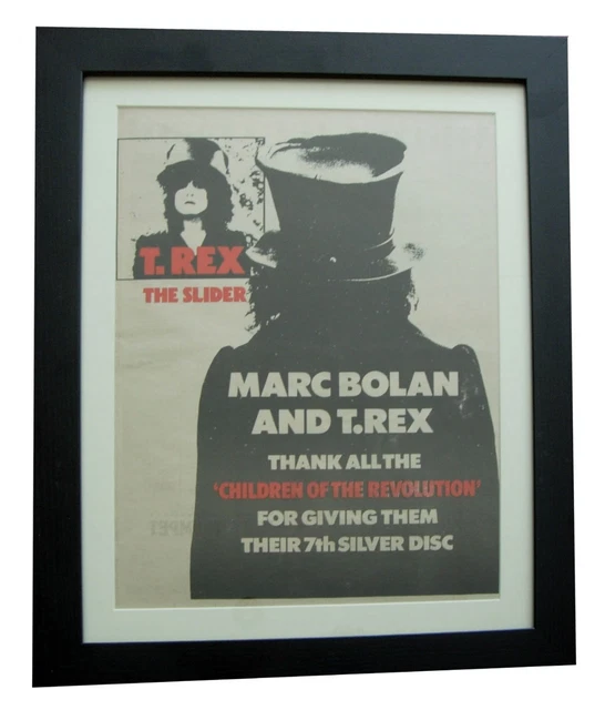 T REX+MARC BOLAN+SLIDER+CHILDREN+POSTER+AD+ORIGINAL 1972+FRAMED+FAST ...