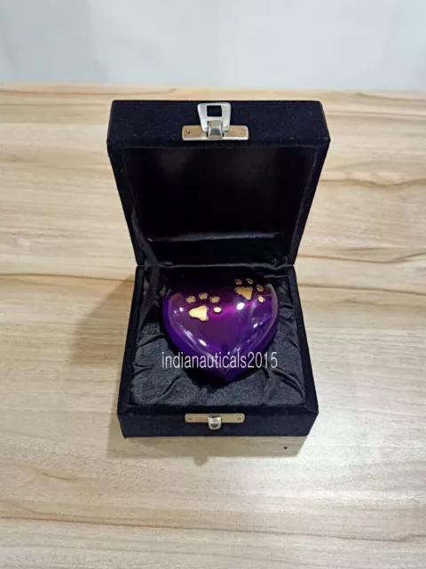 Mini urna cremazione cuore viola con supporto e scatola piccola urna cuore regalo 2