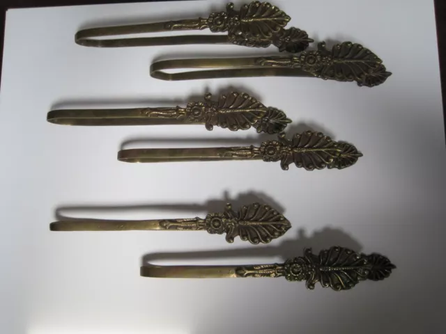 Antique Set of 6 Hand Cast Bronze Tiebacks French Inspired marked Korea c1930