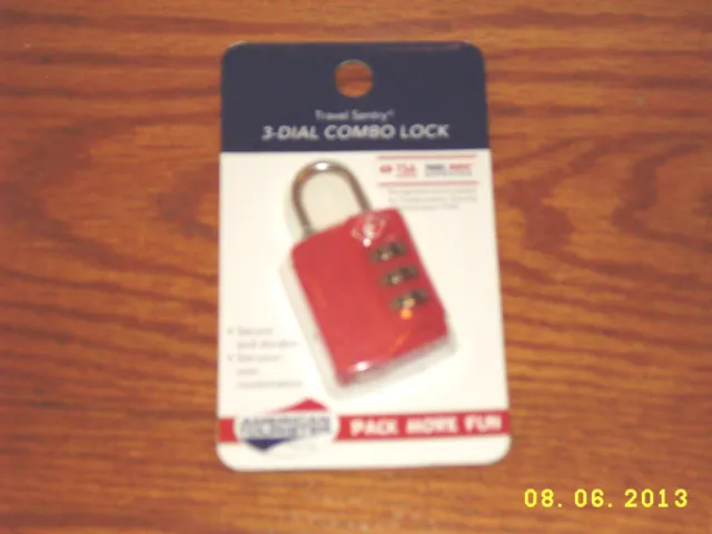 TSA Travel Sentry Approved RED AMERICAN TOURISTER Luggage 3 DIAL COMBO Lock LG