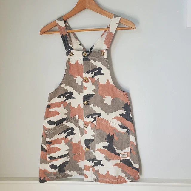 Zara Girls  Camo Pink Overall Dress Size 10.