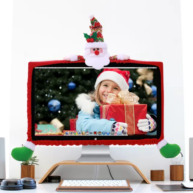 Christmas Computer Monitor Cover Protective Flat Screen Dust Elastic Cover