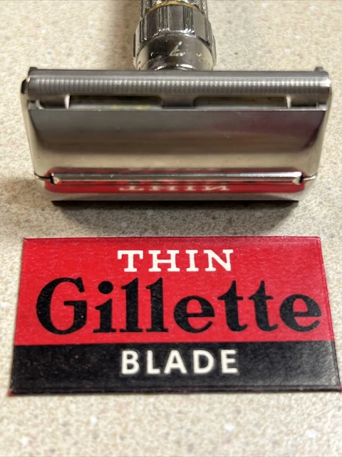 Vintage Gillette Fatboy  Adjustable 1-9  DE Safety Razor E1