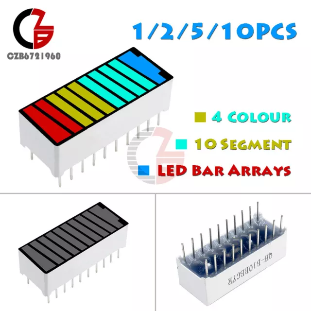 1/2/5/10PCS 4 Color 10 Segment LED Battery Bar Graph Light Display Indicator New