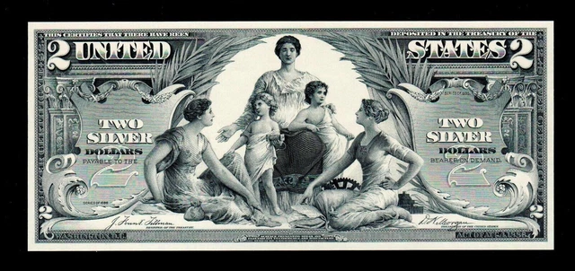 1896 $2 Silver Certificate Large size United States Notes Carvi