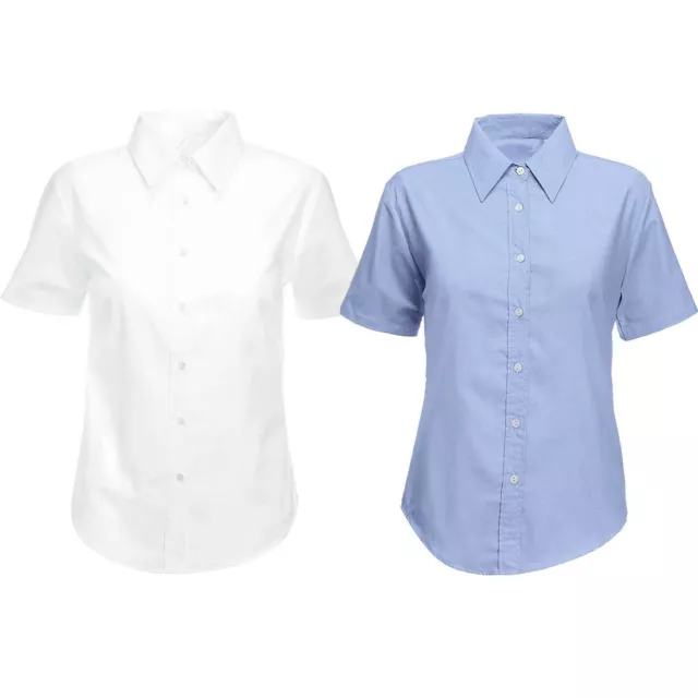Teen Girls School Blouse Shirt Short Sleeve White Sky Blue Ages 4-18 Years TopsW