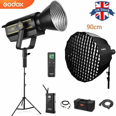 REGNO Unito GODOX VL300 BIANCO VERSIONE Video LED luce continua Softbox Stativo & 2m 