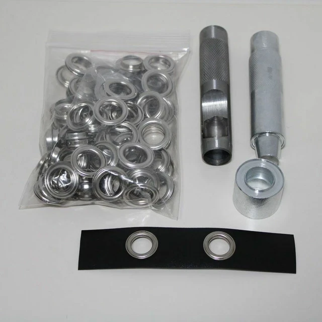 Juego de herramientas troqueladoras de ojales y ojales plateados botón de metal para 4 mm-20 mm juego 100