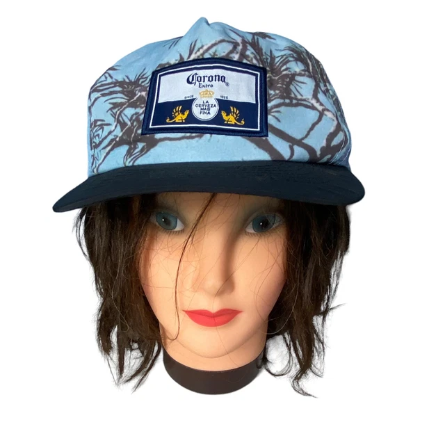 Corona Extra Beer X Surfing World Cap blue black floral adjustable snap nylon