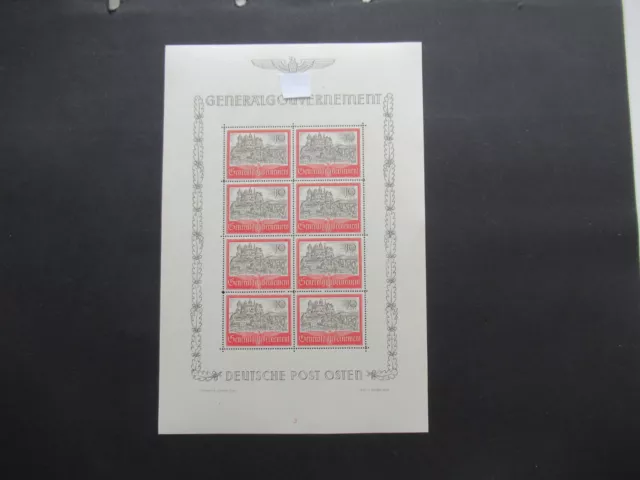 Generalgouvernement 1941 Nr.65 ** postfrisch Kleinbogen mit Formnummer 3 KW 140€