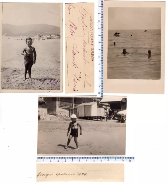 n° 3 foto del 1924 SPOTORNO - bambini in spiaggia