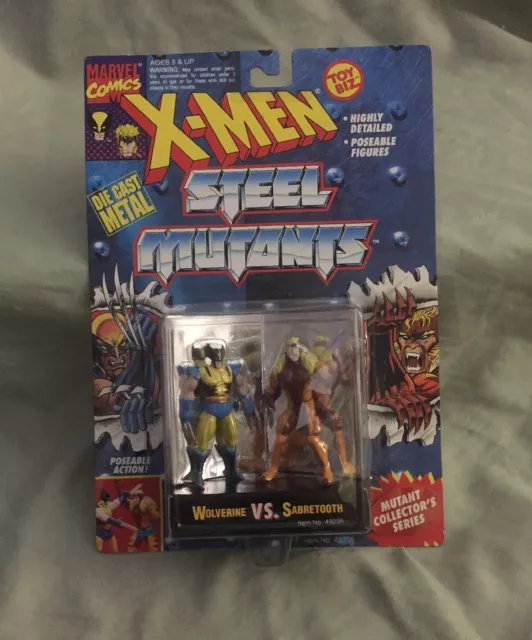 1994 Marvel Comics X-men Steel Mutants Wolverine vs Sabretooth Figures MOC