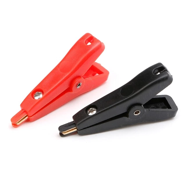 2PCS Copper Plated Gold Two-level test clip Four-Clamp for  Kelvin Black+Red