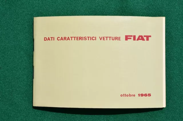 Fiat Dati Caratteristici Vetture Catalogo Tascabile 1965