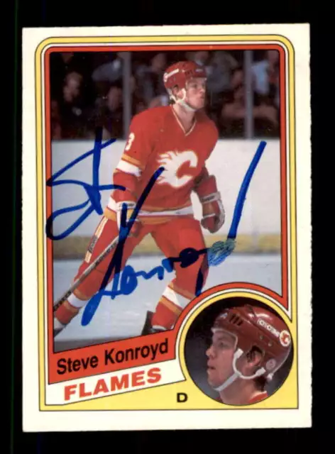 1984-85 O-Pee-Chee #226 Steve Konroyd AUTOGRAPHED!!! Flames 543975