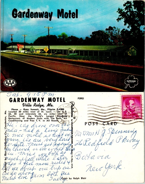 Gardenway Motel, Villa Ridge Missouri Vintage Chrome PC 1963