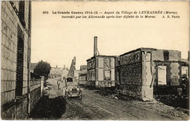 CPA Military - Aspect of the Village of LENHARRÉE - Fire (91719)