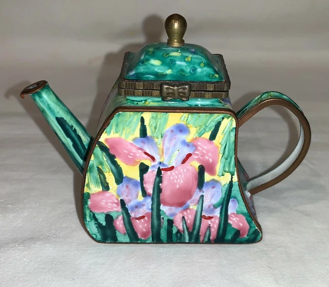 KELVIN CHEN Enameled Miniature "Siberian Iris" TEAPOT - No. 430 - Dated 2001