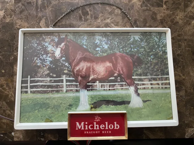 Rare VINTAGE 1950'S Michelob Beer CLYDESDALE HORSE LIGHT UP SIGN Anheuser-Busch