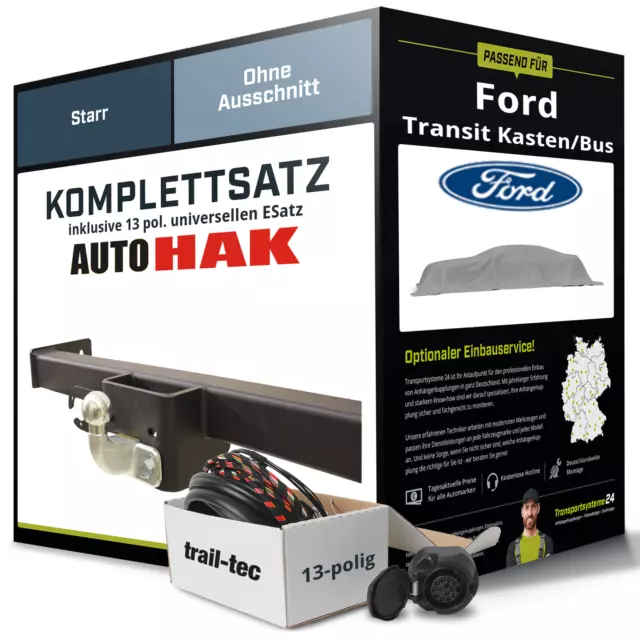 Anhängerkupplung starr für FORD Transit Kasten/Bus +E-Satz (AHK+ES)