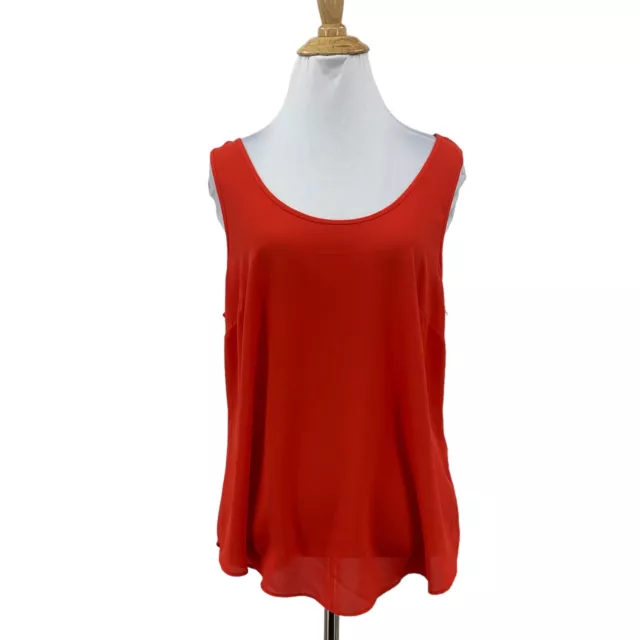 J Crew Draped Tank Top Womens M Medium Chili Red Semi Sheer Chiffon Scoop Neck