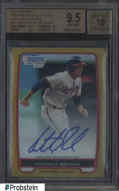 2012 Bowman Chrome Gold Refractor Anthony Rendon RC Rookie /50 BGS 9.5 w 10 AUTO