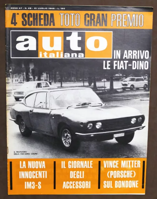 Rivista Automobilismo - Auto Italiana N° 29 - 1966 - Fiat Dino - Innocenti IM3-S