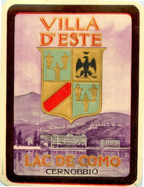 Grand Hotel Villa d'Este ~LAKE COMO ITALY~ Large / Beautiful Luggage Label, 1945