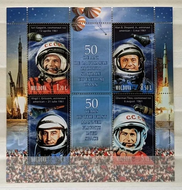 Moldova: 2011 First Manned Flight Into Space - 50th Ann. M/S, MNH