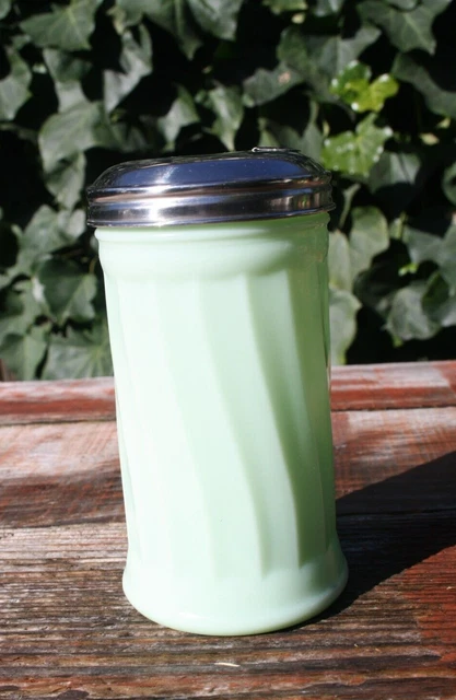 Jadeite Glass Vintage STYLE Depression Hoosier Sugar Shaker Jar w/lid 15 oz NEW