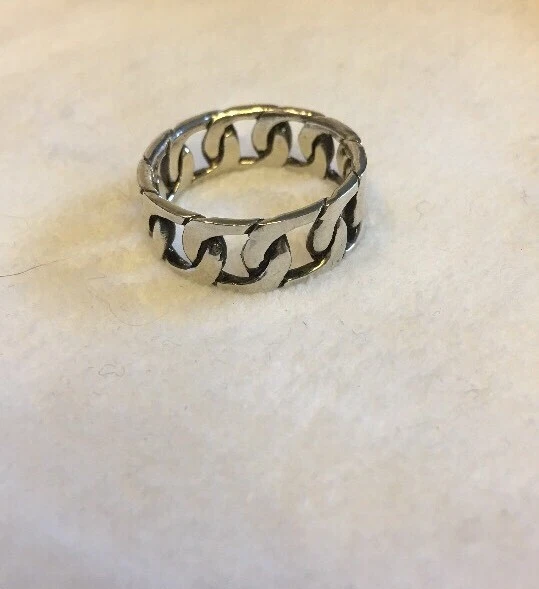 Estate Modern 7.15mm Wide Curb Link Band Ring Size 8 Sterling Silver Cuban 925